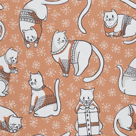 Tela decorativa para exteriores Oxford - motivo de gatos con suéteres I DX250 (1/5)