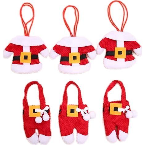 6 Pièces Porte Couvert Noël Décoration de Table Noël Cadeaux de Noël (Costumes du Père Noël) (1/3)