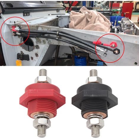 Paar schwarze und rote DC12V-Batterieanschlussklemmen (3/8") Geeignet für Stromversorgungssysteme in Automobilen, Wohnmobilen, Schiffen, Yachten, Rennwagen, landwirtschaftlichen Fahrzeugen usw. (CP-41 (1/5)