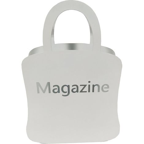 King Home PORTARIVISTE BIANCO "MAGAZINE" CON MANIGLIE in metallo verniciato 29x7x32,5h cm (1/4)