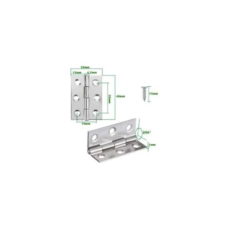 Bisagra de acero inoxidable, 20 bisagras pequeñas (con 120 tornillos M4 de 16 mm), bisagra plana, bisagra para herrajes de muebles y armarios - Crezuo