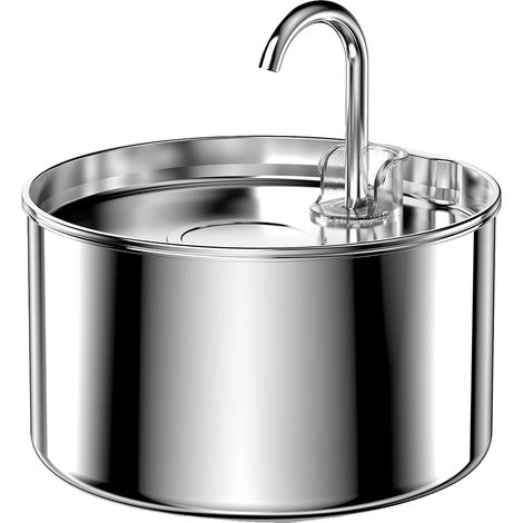 Fuente de agua de acero inoxidable, alimentada por USB, 2,2 L de agua para mascotas. (1/2)
