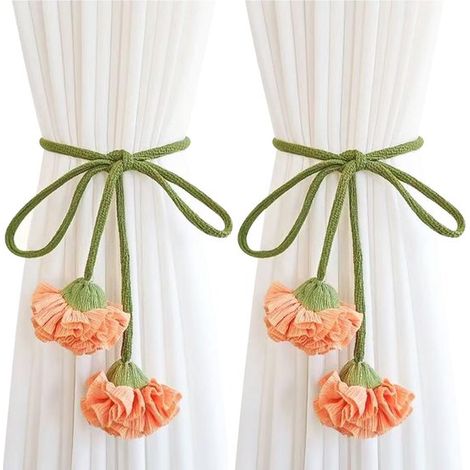 Fermacravatte per tende fatti a mano,fermacravatte per tende floreali boho,fermatende intrecciati,graziosi fermacravatte per tende floreali (1/5)