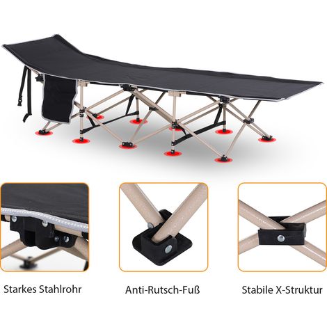 Lit de camp pliable, imperméable, avec housse de transport, 190 x 68 x 52 cm, noir (1/4)