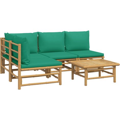 Mobili da giardino mobili da esterno Set di mobili da 5 pezzi con cuscini in bambù verde 020016506