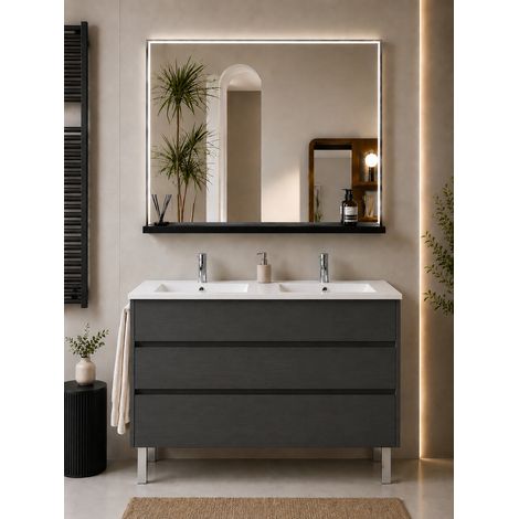 Mobile bagno con lavabo ORIGENBATH IMPERIA senza specchio 120x45 cm doppio lavabo grafite