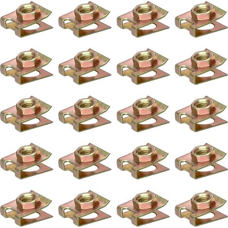 Lot de 20 écrous à Clipser en Forme de U, Clips métalliques, Bases de vis pour boulons M6 (1/5)