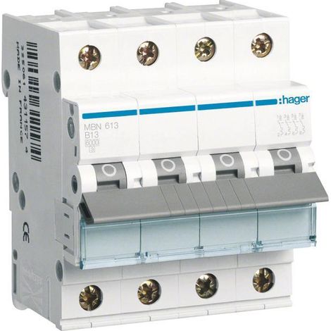 Disjoncteur modulaire Hager 3 pôles + neutre 13 A