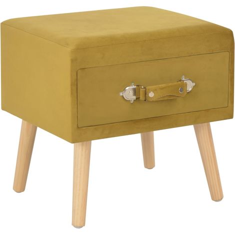 Nachttisch Senfgelb 40x35x40 Samt