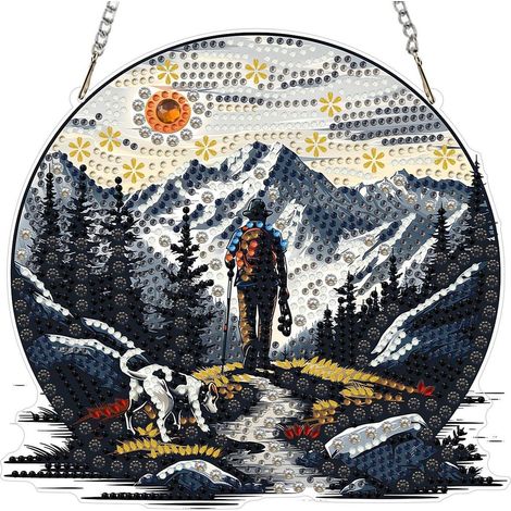 Diamantmalerei Wandbild mit Bergmotiv, doppelseitig, zum Aufhängen