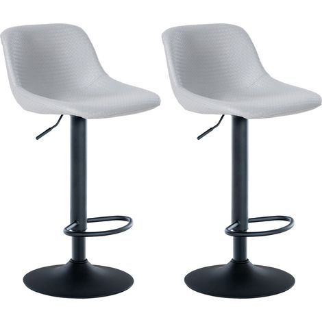 Set di 2 sgabelli da bar girevoli a 360° in PVC grigio con gambe a tromba in metallo nero 100006599