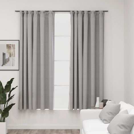 2er-Set Verdunkelungsvorhänge,Verdunkelung Gardinen,Thermovorhänge Haken Leinenoptik Grau 140x175 cm CCA476480 (1/4)