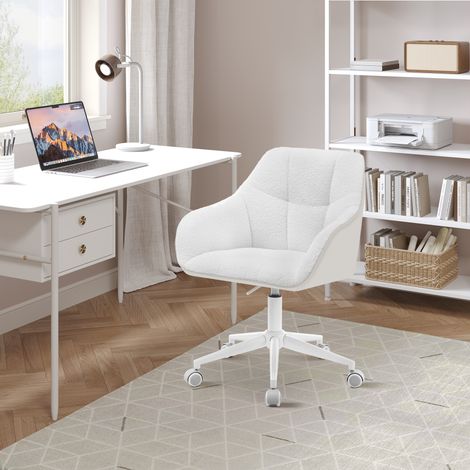WOLTU Bürostuhl, Homeoffice Stuhl, Schminkstuhl höhenverstellbar, Drehstuhl mit mit Bouclé-Sitz, 150 kg belastbar, Creme+Beige (1/5)