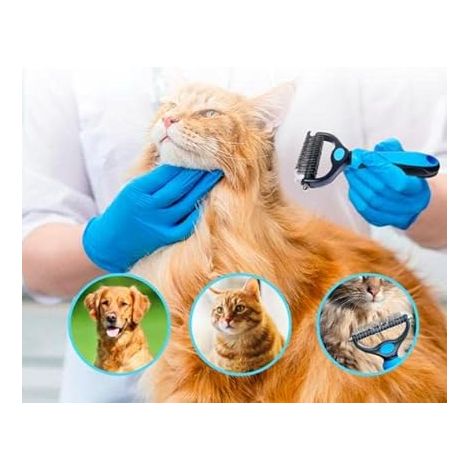 Brosse de toilettage pour animaux de compagnie a poils long-Peigne pour chien et chat pour éliminer sous poils- Brosse animaux démêlante 18cm (1/5)