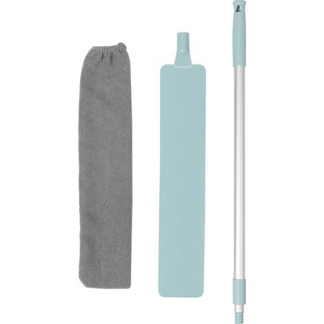 Plumeau à poussière flexible manche télescopique microfibre doux bleu nettoyage coins hauts meubles (1/5)