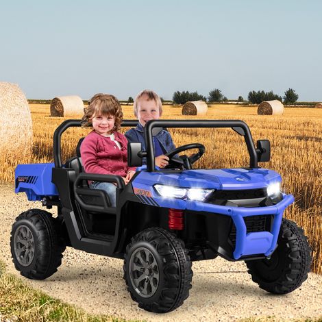 Voiture Électrique 2 Places Enfant 12V 2 Moteurs avec Télécommande 2,4 G 3-8 KM/H Charge 50KG 3-8 Ans Bleu (1/5)