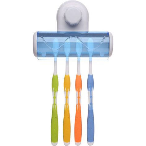 Ecleanfy - Support 6 Brosse à Dents Rack Plastique Ventouse Brosse à Dents Tenant Etagère pour Salle de Bain (1/5)