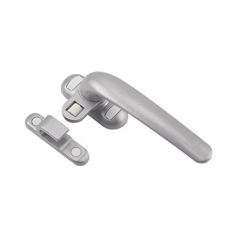 Poignée de fenêtre en alliage d'aluminium (Type 50) – Poignée en forme de L pour fenêtres à battant à rupture de pont thermique – Gris argenté (Modèle gauche) (1/3)