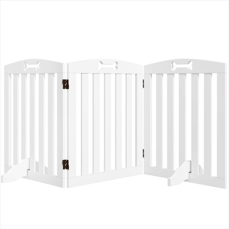 Chatière Barrière de sécurité pour chien pliable 3 panneaux MDF (1/5)