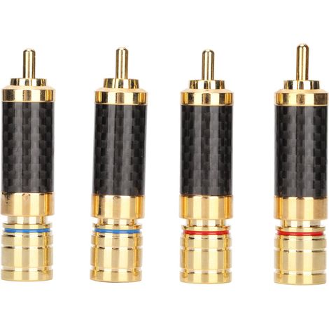 4 pièces Connecteurs RCA HiFi Dorés à Coque Blindée pour Câbles Haut-Parleur 8mm - Soudure Sans Perte (1/5)