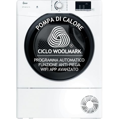 Hoover H-DRY 350 Asciugatrice 8 Kg, Pompa di Calore, Libera Installazione, 85 x 60 x 58,5 cm (AxLxP), Classe D