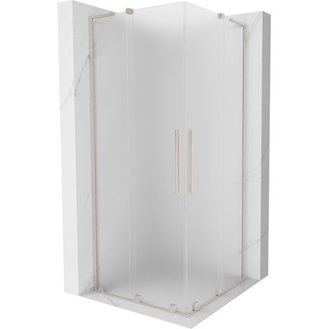Mexen Velar L Duo cabine de douche coulissante 80 x 80 cm, givrée, nickel brossé - 871-080-080-02-33-97 (1/5)