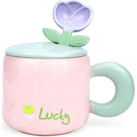Set di tazze da caffè rosa a forma di tulipano (450 ml, sottobicchiere incluso) – un regalo carino per le donne, un regalo di compleanno per le donne, un regalo di compleanno per figlie, madri e fidan (1/2)
