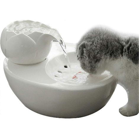 Fontaine à eau Lotus pour chat en céramique, 1,5 L, distributeur d'eau automatique pour chien et chat, fontaine à eau d'intérieur. (1/5)