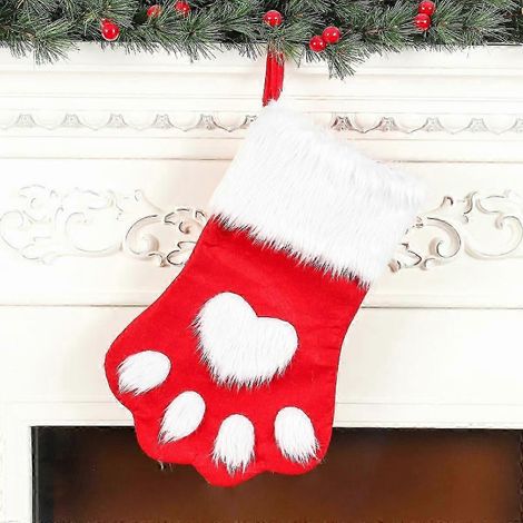 Chaussettes de Noël pour chien avec motif de patte, chaussette de Noël à suspendre pour décorations de Noël (1/5)