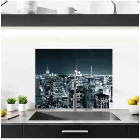 Crédence cuisine adhésive autocollante NEW YORK - 90 x 70 cm – Idéal fond de hotte (1/3)