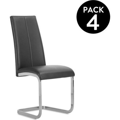 Pack 4 sillas de comedor Smile símil piel Negro 44,9cm (ancho) x 100cm (alto) (1/5)