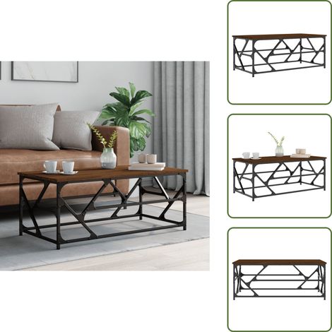 The Living Store Table basse Chêne marron 100x50x40 cm Bois d'ingénierie - Table Basse - Meuble Salon - Table D'appoint - Table Industrielle - Design Moderne (1/5)