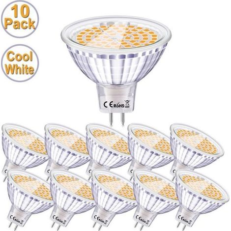 Ampoule LED MR16 GU5.3 6W 12V Blanc Froid 6000K - Lot de 10 (1/4)