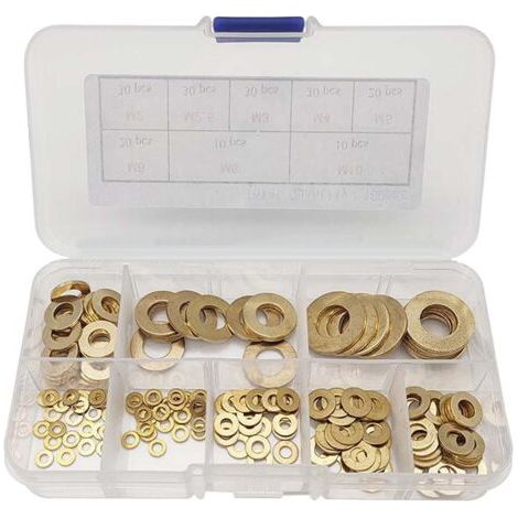 it Combiné de Rondelles Plates en Laiton avec Boîte en Plastique, M2/M2.5/M3/M4/M5/M6/M8/M10 (180 pcs) (1/5)
