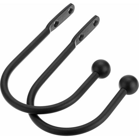 2 pièces de retenues de rideaux en métal embrasses murales décoratives pour rideaux avec vis, retenues de traitement de fenêtre robustes pour la décoration intérieure, noir