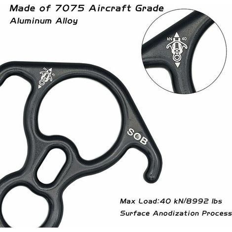 Dispositif de Descente à Oreille Recourbée 50kN Descendeur Figure 8 Aluminium Materiel pour Les Loisirs De Plein Air Appliquer Cordes (1/2)