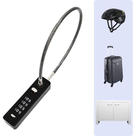 Câble antivol à combinaison, câble en acier à 4 chiffres avec code réinitialisable, cadenas à combinaison pour casiers, boîte à outils, portail (1/5)