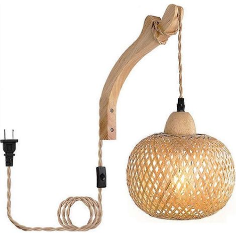 Retro-Nachttischlampe aus japanischem Bambus im Restaurantstil, Rattan, Stimmungsleuchte fürs Schlafzimmer, US-Stecker B (1/5)
