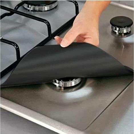 4Pièces Plaque de Cuisson à Gaz Universel Protection d'écran Anti-adhésif en téflon Tapis de cuisinière à gaz réutilisables  Nettoyage Rapide 2727cm Protectors (1/4)