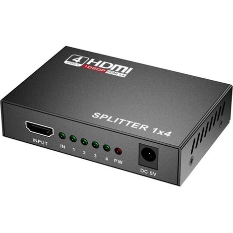 Répartiteur HDMI 1 en 4, switch 4 ports Full HD 1080P, compatible 3D 4K 2K avec convertisseur audio optique intégré. (1/5)