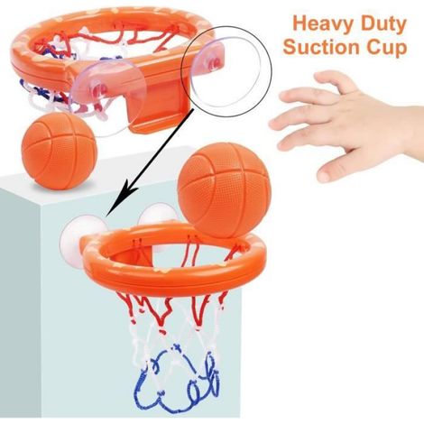 Panier de Basket - Enfant - Mini Panier de Bain - 5 Balles - Plastique Sans BPA - Ventouse Puissante (1/4)