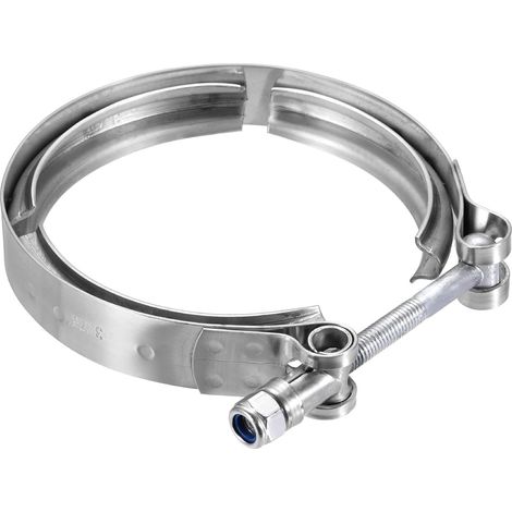 Collier V Band 4 Pouces Acier Inoxydable Collier V-Band A Boulon Pour Systemes D'Echappement Downpipe Accessoires Auto, Argent (1/5)