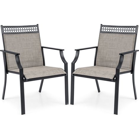 COSTWAY Patio Dining Chairs Set of 2 All Weather Heavy-duty Outdoor High Back Armchairs (1/5)