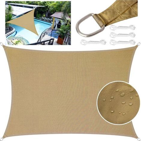 FENOPLASTICAVoile d'ombrage Rectangulaire Triangulaire PES Polyester Voiles d'ombrage Toile Ombrage imperméable UV Protection avec Corde de Fixation(4 5M, Sable) (1/5)