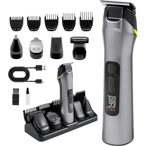 Carehabi Tondeuse Cheveux et Barbe 5 en 1 pour Hommes - Tondeuse Nasale Sans Fil, Multifonction pour Visage, Tête et Corps, Étanche IPX7, Kit de Grooming Homme (Cadeau pour Hommes) (1/5)