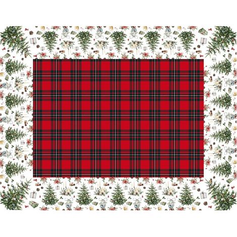 Tovaglia da tavola decoro natalizio rossa grande cm140x240 rettangolare cotone 100% runner centrotavola elegante (1/5)
