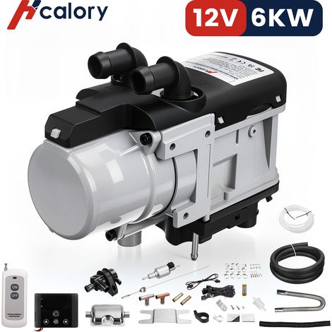 Chauffe-eau de stationnement 6 kW diesel et essence 12V - Télécommande LCD, universel pour camions, SUV, bus, camping-cars et bateaux