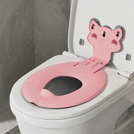 (Rose) Siège de toilette pliable et portable, siège de toilette étanche et réglable avec protection anti-éclaboussures et fixation par ventouse (1/5)