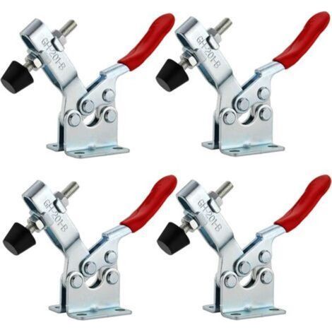 4Pcs Sauterelle de Serrage Pince à Bascule Horizontale GH-201-B Serre Joint Desserrage Rapide Capacité 90KG 198lbs Pince a Levier Horizontal Déblocage Rapide Serre Joint Sauterelle (1/5)