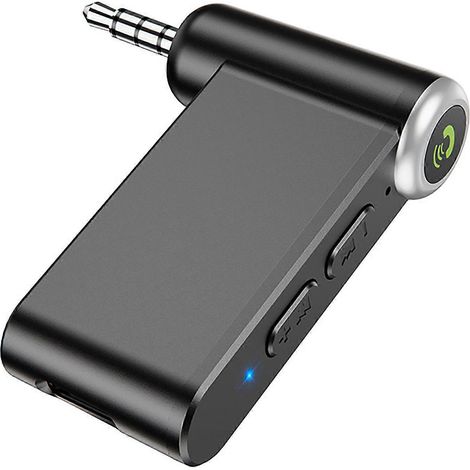 Récepteur Bluetooth 5.0 noir, adaptateur AUX sans fil multifonctionnel pour voiture, peut également être utilisé pour les systèmes audio domestiques. (1/5)
